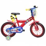 Bicicletă pentru copii Denver Mickey Mouse 16 inch, frână de mână pe ambele roți, scaun și ghidon ajustabile, roți ajutatoare detasabile