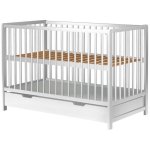 Patut copii din lemn Dominic 120x60 cm alb cu sertar