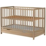 Patut copii din lemn Dominic 120x60 cm natur cu sertar