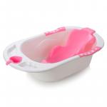 Cadita bebelusi Little Mom Angel Pink cu reductor detasabil ergonomic cu fixare in ventuze inclus, echipata cu manere antiderapante, Dop de scurgere, 88 x 51 x 22 cm