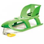 Sanie Bullet cu scaun ergonomic pentru copii, verde, centura de siguranta, talpa alunecare din otel, 102.5x40x23cm