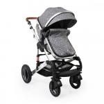Carucior transformabil 2in1 Moni Gala Premium Stars cu sistem dublu de suspensii,cadru din aluminiu,maner reglabil pe inaltime,copertina XXL,sezut reversibil,husa picioare si geanta mamici inclusa