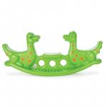 Balansoar pentru 3 copii Dino Seesaw Green, utilizare interior/exterior, greutate admisa 50 kg, dimensiune 140x39x58 cm