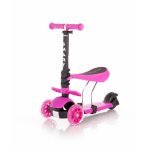 Trotineta pentru copii Smart Pink, 3 roți LED, scaun reglabil și detașabil, ghidon reglabil, greutate suportată 20 kg, varsta 3 ani+