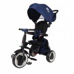 Tricicleta pentru copii Qplay Rito+ Albastru pliabila, cu spatar reglabil cu pozitie de somn, 2 tipuri de suporti pentru picioare,copertina cu protectie UV si roti din cauciuc Eva