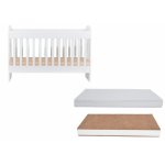 Patut din lemn pentru copii Nichiduta Sweet Dreams II cu somiera reglabila pe 3 inaltimi distincte, tratat cu vopsele si lacuri ecologice pe baza de apa + Saltea cocos 10 cm