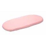 Cearceaf pentru saltea landou copii Sensillo Jersey Roz 75x35 cm din bumbac cu elastic roata,lavabil 40grade
