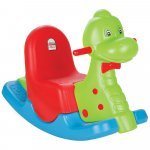Balansoar pentru copii Pilsan Happy Dino green cu spătar, mânere ergonomice,sistem de siguranța anti-rasturnare