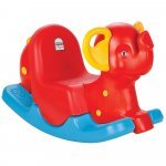 Balansoar pentru copii Pilsan Happy Elephant red cu spătar înalt ,sistem de siguranța anti-rasturnare, mânere ergonomice, recomandat de la 3 ani