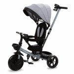 Tricicleta pentru copii Kidwell Axel Gri cu sezut rotativ, roti din spuma EVA, suport pentru picioare, control parental, suport pentru pahar, centura de siguranta, greutate admisa 25 kg