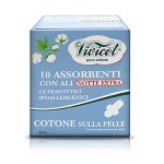 Absorbante Bio de noapte din bumbac organic cu aripioare 10 buc Vivicot Puro Cotone
