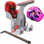 Scaun bicicleta copii SafeFront Clasic poziție montare centru 15 kg și casca protecție XS 44-48 Fairy Tail WeeRide gri/rosu