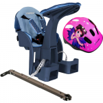 Scaun bicicleta copii SafeFront Deluxe poziție montare centru 15 kg și casca protecție XS 44-48 Fairy Tale WeeRide denim