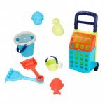 Set 9 piese pentru copii, joacă cu nisip cu Cărucior,galetusa,stropitoare,lopățică,grebla și 3 forme Woopie
