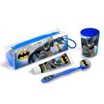 Set îngrijire orală pentru călătorie, Batman, Periuta cu capac, pasta de dinti 75 ml, pahar și borsetă, pentru băieți