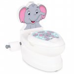 Oliță educationala muzicală Pilsan Elefantel cu baza antialunecare,suport hârtie igienică și vas colectare detașabil,design ergonomic,cutie muzicală iluminată cu efect de sunet sifon