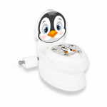Oliță educationala muzicală Pilsan Pinguin cu baza antialunecare,suport hârtie igienică și vas colectare detașabil,design ergonomic,cutie muzicală iluminată cu efect de sunet sifon