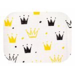 Scutec din muselină tetra 70x80 cm model Crown Black / Yellow