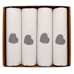 Set 4 scutece Lux din bumbac eco 70x80 cm Silver Hearts