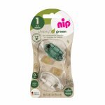 Set 2 suzete Cherry Green Boy cu tetina din latex natural forma rotundă 0-6 luni nip 38589