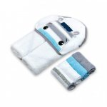 Set cadou bebeluși cu 4 mini prosopele și prosop cu glugă din bumbac zebra