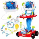 Statie medicala mobila pe roți, cu Stetoscop, Termometru, Monitor EKG cu funcții sonore și luminoase, și 17 accesorii medicale incluse, Little Doctor