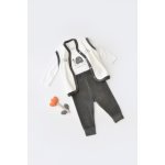 Set 3 piese Broscuta cu body pantalonasi si vestuta Baby Cosy din 80% bumbac organic si 20% poliester Antracit 12-18 luni