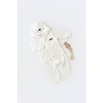 Set Ursulet cu bluzita cu fermoar si gluga si panataloni lungi Baby Cosy din 80% bumbac organic si 20% poliester Ecru 9-12 luni