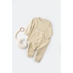 Set bluzita cu maneca lunga si panataloni lungi Crem Baby Cosy marime 18-24 luni