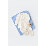 Set bluzita cu maneca lunga si panataloni lungi Crem Baby Cosy Ecru 12-18 luni