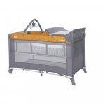 Patut Torino Plus Lemon Curry Floral pliabil, cu 2 nivele, roti cu sistem de blocare, masuta de infasat, accesorii incluse