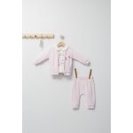 Set pantaloni cu bluzita si hainuta Tongs baby Gazelle Roz 12-18 Luni