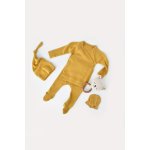 Set 4 piese din bumbac organic si modal Mustar Baby Cosy marime 6-9 luni