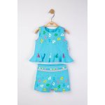Set elegant bluzita de vara cu pantalonasi pentru fetite Ciucurasi Tongs baby Albastru 18-24 Luni
