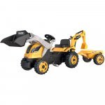 Tractor cu pedale și remorca Smoby Builder Max galben