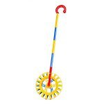 Roata zornaitoare de impins pentru copii, multicolor, cu maner reglabil