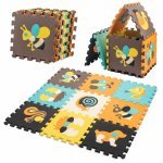 Covoraș puzzle din spumă pentru copii Ikonka Cute Animals, compus din 9 piese, in husa cu fermoar