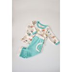 Set bluzita cu maneca lunga si pantaloni din bumbac organic Verde 6-9 luni
