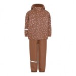 Set jacheta+pantaloni impermeabil cu fleece, pentru vreme rece, ploaie si vant CeLaVi Aztec Flowers 80 cm