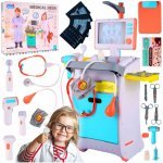 Set medical mobil pentru copii Malplay, cu Cărucior, monitor ekg și raze x, cu rafturi accesorizate, efecte sonore și luminoase, 112 x 43 x 30 cm, Little Doctor