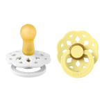 Set 2 suzete Bibs Boheme Latex tetina rotundă 6 luni + White/Sunshine