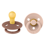 Set 2 suzete Bibs Colour Latex tetina rotundă 0 luni + Blush/Woodchuck