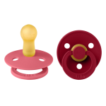 Set 2 suzete Bibs Colour Latex tetina rotundă 6 luni + Coral/Ruby