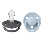 Set 2 suzete Bibs de lux Silicon tetina rotundă mărime universală Iron/Baby Blue