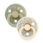 Set 2 suzete Bibs x Liberty Colour Eloise Latex tetina rotundă 0 luni+ Ivory/Sage