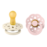 Set 2 suzete Bibs Boheme Latex tetina rotundă 6 luni + Ivory/Blossom