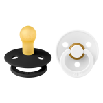Set 2 suzete Bibs Colour Latex tetina rotundă 0 luni + Black/White