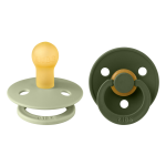 Set 2 suzete Bibs Colour Latex tetina rotundă 0 luni + Sage/Hunter Green