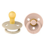Set 2 suzete Bibs Colour Latex tetina rotundă 0 luni + Vanilla/Blush