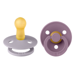 Set 2 suzete Bibs Colour Latex tetina rotundă 6 luni + Fossil Grey/Mauve